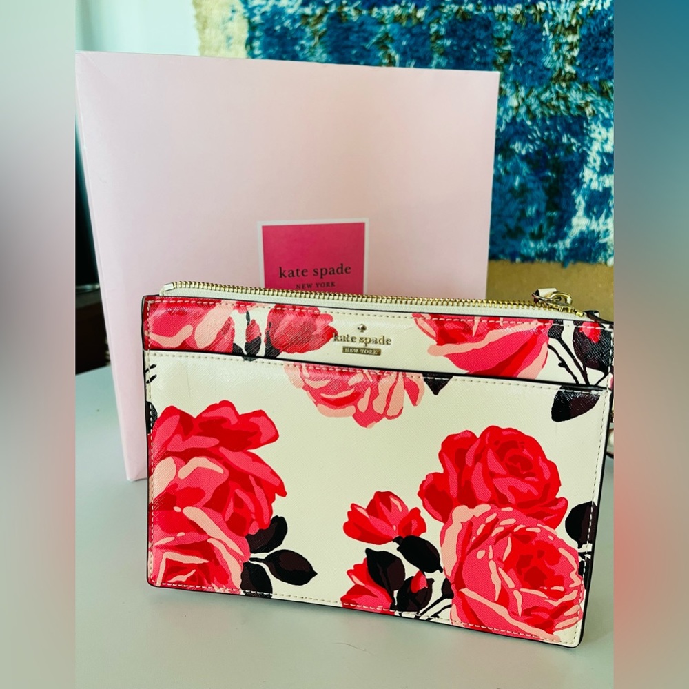 Kate Spade pink red roses rose crossbody Barbie bag purse leather NEW & UNWORN